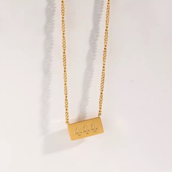 NEW 18K GOLD SQUARE PLATE ANGEL NUMBER NECKLACE, NICE NECKLACE, CUTE NECKLACE - Picture 7 of 7
